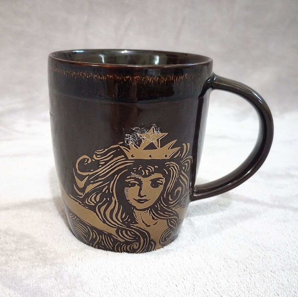 2012 Starbucks Stylized Gold Mermaid Art Anniversary Mug